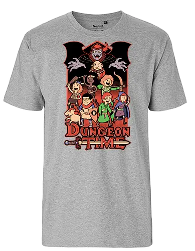 Dungeon Time Animation RPG - rpg, Pen and Paper, d20, dungeon master, role-playing game, tabletop, game master, tv show, animation, cartoon, adventure, fantasy, classic, retro, magic, vintage, unicorn, villain, dungeon - Fairtrade T-Shirt