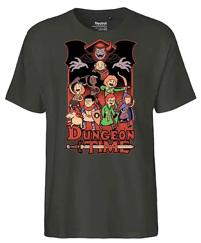 Dungeon Time Animation RPG - rpg, Pen and Paper, d20, dungeon master, role-playing game, tabletop, game master, tv show, animation, cartoon, adventure, fantasy, classic, retro, magic, vintage, unicorn, villain, dungeon - Fairtrade T-Shirt
