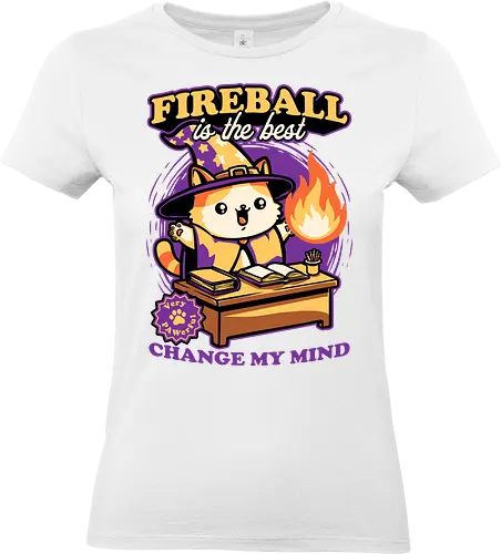 Wizard Cat Fireball - cat, magic, magical, fireball, ritual, mage, wizard, sorcerer, rpg, role-playing game, role-play, Role-playing, pet, Pen and Paper, d20, fun, funny, cute - Standard T-Shirt (Women)