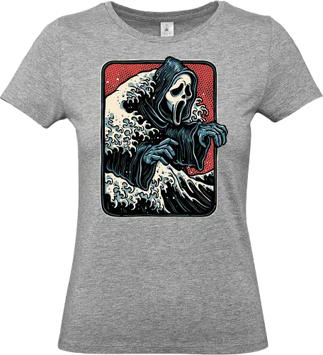 Ghost Wave - Horror, villain, horror movies, retro, Japan, waves, mash up, funny, humor - Standard T-Shirt (Women)