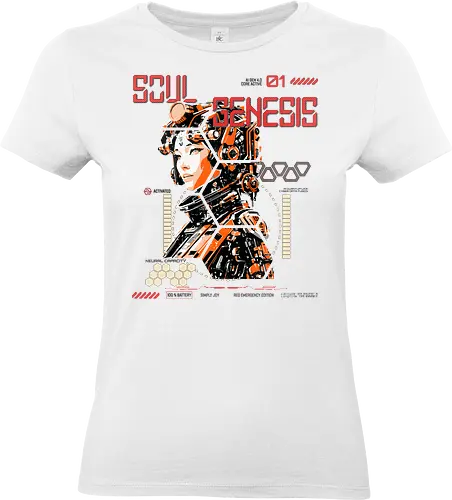 Soul Genesis Red Emergency Edition - Soul, Genesis, Cyberpunk, Sci-Fi, Soul Genesis, AI Fashion, Red Edition, Emergency Edition, Techwear, Futuristic, Gamer Shirt, Neon Future, Cyborg, Retro Sci-Fi, Geschenkidee, Nerd Fashion, Geek Style, Dystopian, Anime Cyberpunk, Robotic Art, AI Core, Cyber Soul - Standard T-Shirt (Women)