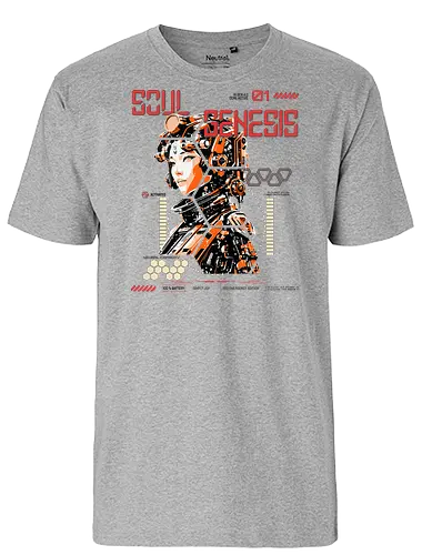 Soul Genesis Red Emergency Edition - Soul, Genesis, Cyberpunk, Sci-Fi, Soul Genesis, AI Fashion, Red Edition, Emergency Edition, Techwear, Futuristic, Gamer Shirt, Neon Future, Cyborg, Retro Sci-Fi, Geschenkidee, Nerd Fashion, Geek Style, Dystopian, Anime Cyberpunk, Robotic Art, AI Core, Cyber Soul - Fairtrade T-Shirt