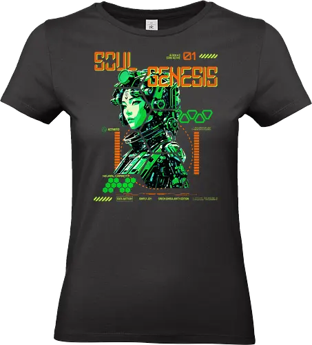 Soul Genesis - Green Singularity Edition - Cyberpunk, Sci-Fi, Soul Genesis, Green Singularity, Futuristic Fashion, Techwear, Posthuman Style, Neural Shift, Digital Awakening, System Reboot, Conscious Rebellion, Futurewear, Cyber Aesthetic, AI Culture, Glitch Art, Soft Resistance, Urban Cyberstyle, Mind Hack, Alternative Mode, Signal Disruptor - Standard T-Shirt (Women)