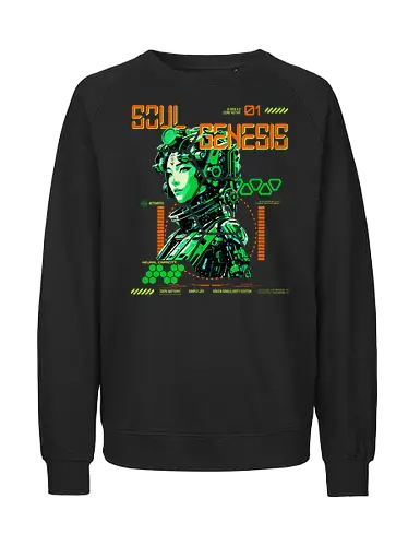 Soul Genesis - Green Singularity Edition - Cyberpunk, Sci-Fi, Soul Genesis, Green Singularity, Futuristic Fashion, Techwear, Posthuman Style, Neural Shift, Digital Awakening, System Reboot, Conscious Rebellion, Futurewear, Cyber Aesthetic, AI Culture, Glitch Art, Soft Resistance, Urban Cyberstyle, Mind Hack, Alternative Mode, Signal Disruptor - Fairtrade Sweatshirt
