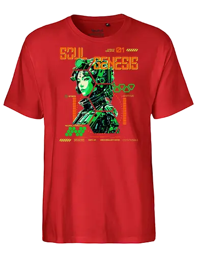 Soul Genesis - Green Singularity Edition - Cyberpunk, Sci-Fi, Soul Genesis, Green Singularity, Futuristic Fashion, Techwear, Posthuman Style, Neural Shift, Digital Awakening, System Reboot, Conscious Rebellion, Futurewear, Cyber Aesthetic, AI Culture, Glitch Art, Soft Resistance, Urban Cyberstyle, Mind Hack, Alternative Mode, Signal Disruptor - Fairtrade T-Shirt
