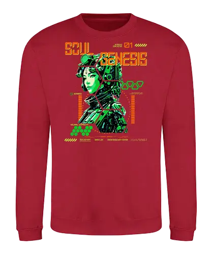Soul Genesis - Green Singularity Edition - Cyberpunk, Sci-Fi, Soul Genesis, Green Singularity, Futuristic Fashion, Techwear, Posthuman Style, Neural Shift, Digital Awakening, System Reboot, Conscious Rebellion, Futurewear, Cyber Aesthetic, AI Culture, Glitch Art, Soft Resistance, Urban Cyberstyle, Mind Hack, Alternative Mode, Signal Disruptor - Sweatshirt