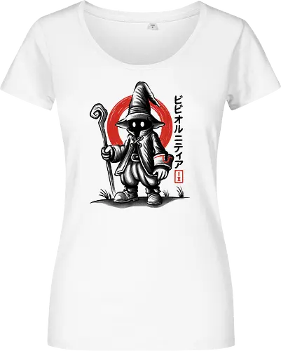 Vivi Ornitier Sumi-e - vivi ornitier, black mage, Final, final fantasy ix, final fantasy 9, ffix, video games, video game, gaming, gamer, japanese art, sumi-e, sumie, final fantasy ix remake, Kweh - Women T-Shirt