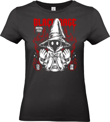 Black Mage Metal Fest - vivi ornitier, black mage, Final, final fantasy ix, final fantasy 9, ffix, video games, video game, gaming, gamer, japanese art, sumi-e, sumie, final fantasy ix remake, Kweh, metal, heavy metal, metal music, metal band, music fest, music festival - Standard T-Shirt (Women)