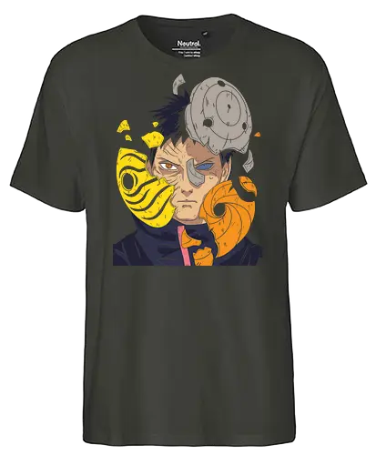  Obito Uchiha Mask - Obito Uchiha, Naruto Shippuden, Akatsuki, Sharingan, Rinnegan, anime, manga, mask shattering, Uchiha clan, anime art, fan merchandise, Tobi, Madara Uchiha, Kakashi Hatake, ninja, shinobi, Naruto fan, anime print, Japanese animation, shonen - Fairtrade T-Shirt
