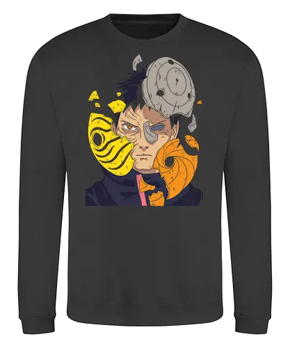  Obito Uchiha Mask - Obito Uchiha, Naruto Shippuden, Akatsuki, Sharingan, Rinnegan, anime, manga, mask shattering, Uchiha clan, anime art, fan merchandise, Tobi, Madara Uchiha, Kakashi Hatake, ninja, shinobi, Naruto fan, anime print, Japanese animation, shonen - Sweatshirt
