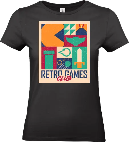 Retro Games Club - 1980s, 80s, 90s, action, arcade, gaming, geometric, minimalist, nostalgia, retro, retro gamer, retro video game, retrogaming, vintage, video games - Standard T-Shirt (Women)