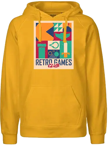 Retro Games Club - 1980s, 80s, 90s, action, arcade, gaming, geometric, minimalist, nostalgia, retro, retro gamer, retro video game, retrogaming, vintage, video games - Fairtrade Hoodie