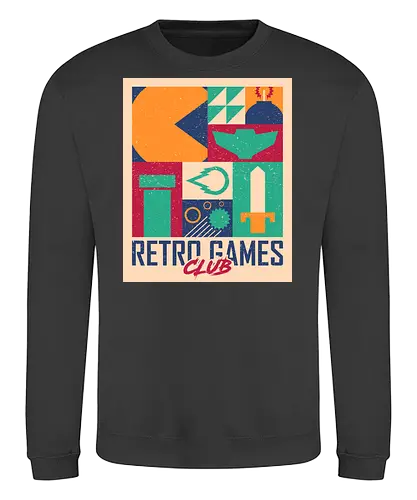 Retro Games Club - 1980s, 80s, 90s, action, arcade, gaming, geometric, minimalist, nostalgia, retro, retro gamer, retro video game, retrogaming, vintage, video games - Sweatshirt