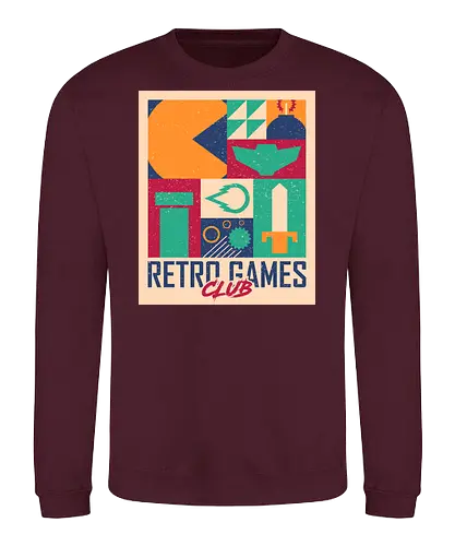 Retro Games Club - 1980s, 80s, 90s, action, arcade, gaming, geometric, minimalist, nostalgia, retro, retro gamer, retro video game, retrogaming, vintage, video games - Sweatshirt