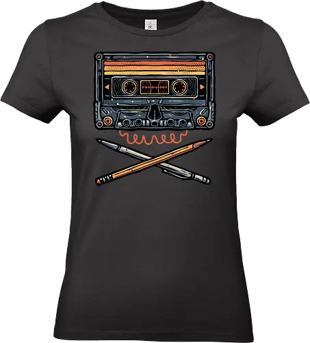 Crossbone Cassette - Retro, classic, vintage, cassette, cassette tape, pen, pencils - Standard T-Shirt (Women)