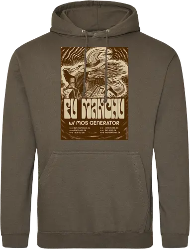 Fu Manchu – Psychedelische Stoner-Rock-Kunst mit Zauberer und Retro-Typografie der 70er