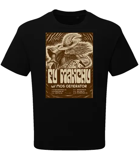Fu Manchu – Psychedelische Stoner-Rock-Kunst mit Zauberer und Retro-Typografie der 70er
