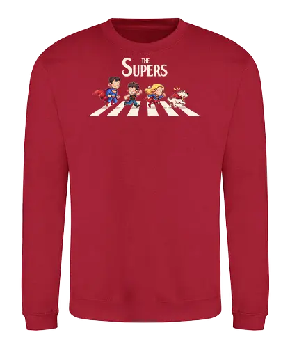 The Supers - super, superheroes, superman, comics, abbey road, parody, krypto, supergirl, superboy, clark kent - Sweatshirt
