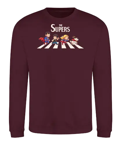 The Supers - super, superheroes, superman, comics, abbey road, parody, krypto, supergirl, superboy, clark kent - Sweatshirt