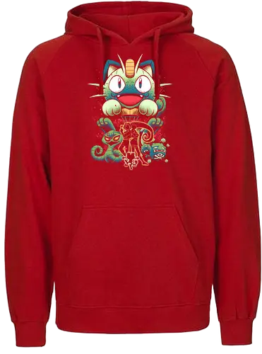 Feline Type Balloon - meowth, cute, anime, cat, cats, team rocket, vintage, arbok, weezing, Pocket, pokemon meowth, giovanni, jessie, retro, retro vintage, pokemon rocket, james, meow thats right - Fairtrade Hoodie