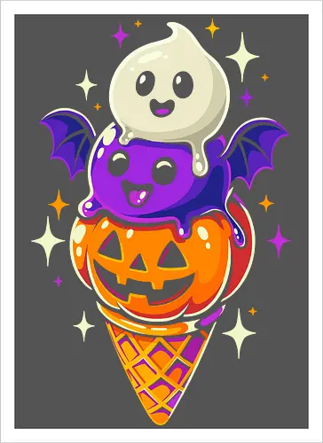 Eiscreme Halloween - Schwarz