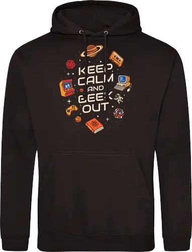 Keep Calm And Geek Out - geek, astronaut, book, casette, computer, developer, gamer, humor, music, nerd, programmer, retro, scifi, video game, vintage - Standard Hoodie