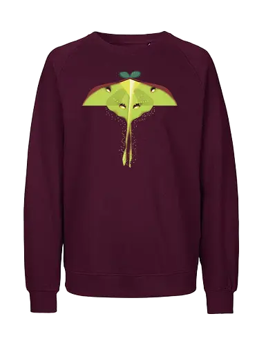 Tanzende Motte - Motte, Schmetterling, grün, moth, whimsical, wunderlich, surreal, stilisiert, Natur, nature, insect - Fairtrade Sweatshirt