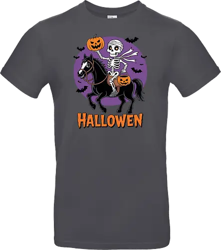 Halloween Skeleton Trick-or-Treating on a Horse Art