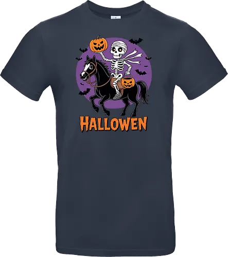 Halloween Skeleton Trick-or-Treating on a Horse Art