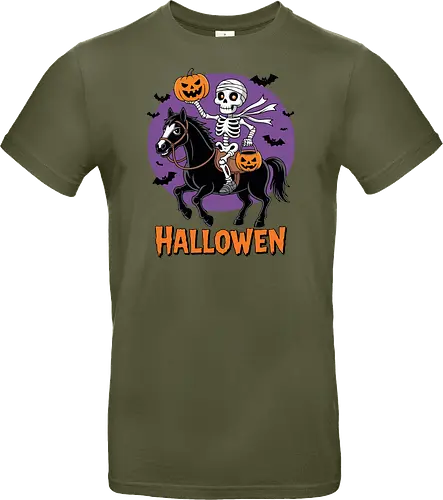 Halloween Skeleton Trick-or-Treating on a Horse Art