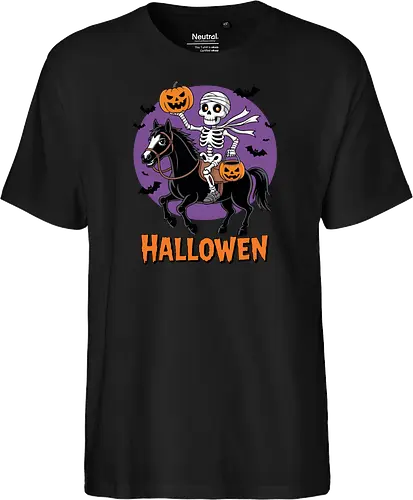 Halloween Skeleton Trick-or-Treating on a Horse Art