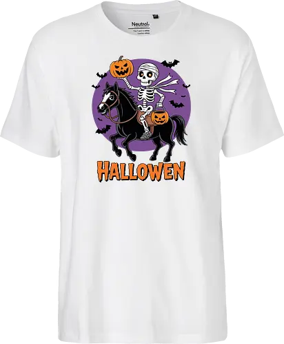 Halloween Skeleton Trick-or-Treating on a Horse Art
