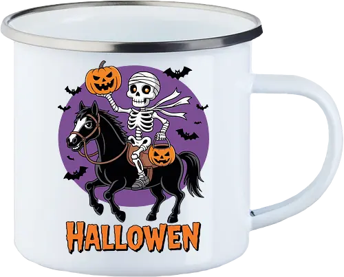 Halloween Skeleton Trick-or-Treating on a Horse Art