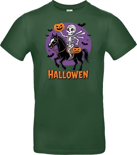 Halloween Skeleton Trick-or-Treating on a Horse Art