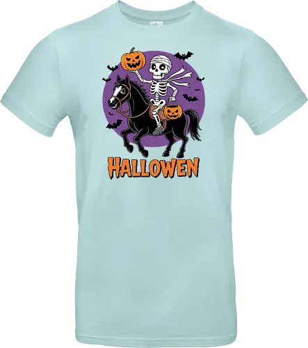 Halloween Skeleton Trick-or-Treating on a Horse Art
