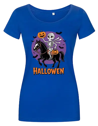 Halloween Skeleton Trick-or-Treating on a Horse Art