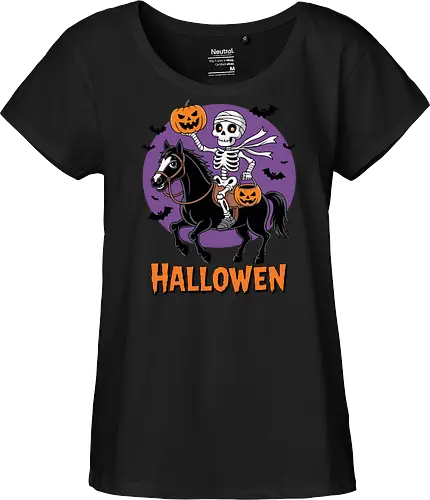 Halloween Skeleton Trick-or-Treating on a Horse Art