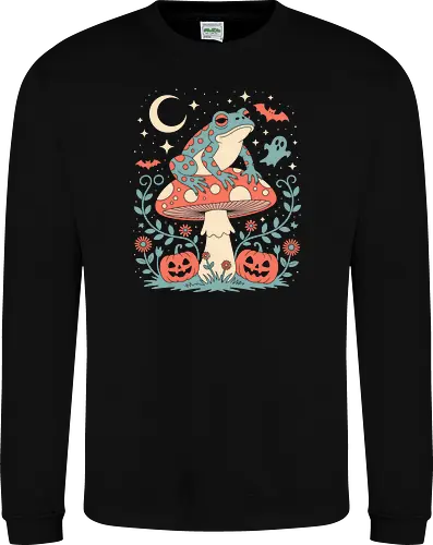 Spooky Cute Halloween Frog on Mushroom 