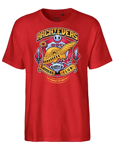 Archievers Gamers Club - gamer, 8bit, adventure, arcade, challenge, choose your weapon, final boss, gamerlife, gaming, geek, nerd, online game, retrogaming, rpg game, video game - Fairtrade T-Shirt