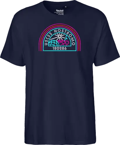 Retro Nostromo - Alien, Weyland yutani, xenomorph, yutani, colonial marines, headless hope, lv 426, lv426, Prometheus, Romulus, Weyland, facehugger, retro neon - Fairtrade T-Shirt