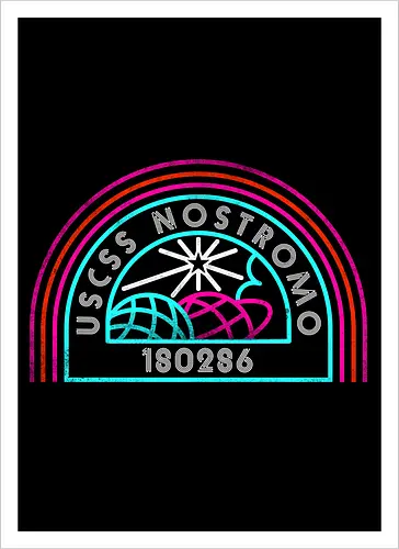 Retro Nostromo - Alien, Weyland yutani, xenomorph, yutani, colonial marines, headless hope, lv 426, lv426, Prometheus, Romulus, Weyland, facehugger, retro neon - Artprint