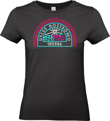 Retro Nostromo - Alien, Weyland yutani, xenomorph, yutani, colonial marines, headless hope, lv 426, lv426, Prometheus, Romulus, Weyland, facehugger, retro neon - Standard T-Shirt (Women)