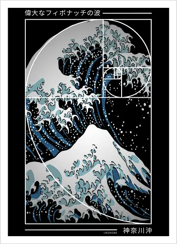 Die große Welle der Fibonacci-Spirale – Modern Blue