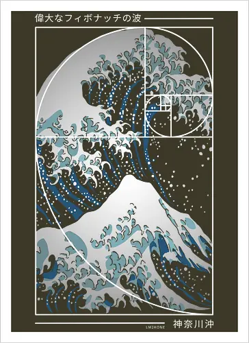 Die große Welle der Fibonacci-Spirale – Modern Blue