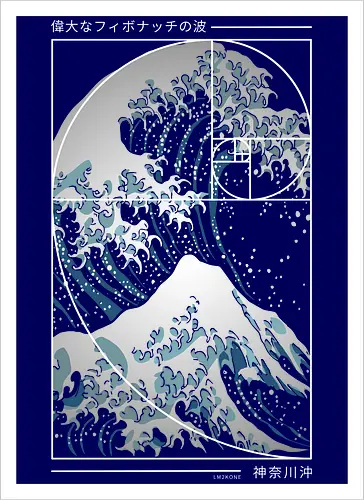 Die große Welle der Fibonacci-Spirale – Modern Blue