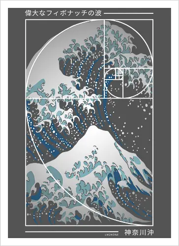 Die große Welle der Fibonacci-Spirale – Modern Blue