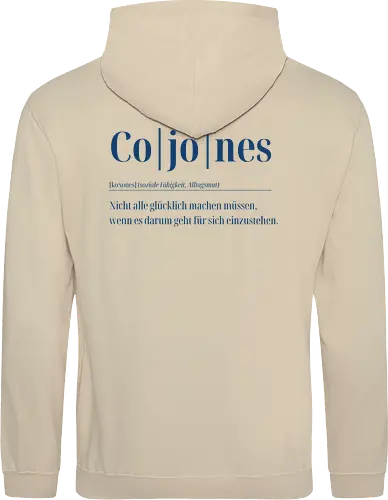 Cojones-Definition für Dummys-Rückendruck (blaue Schrift)