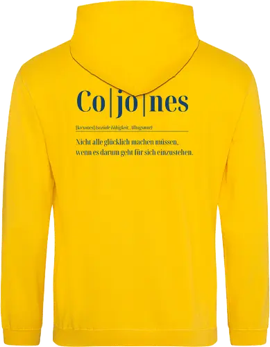 Cojones-Definition für Dummys-Rückendruck (blaue Schrift)