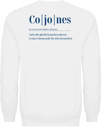 Cojones-Definition für Dummys-Rückendruck (blaue Schrift)
