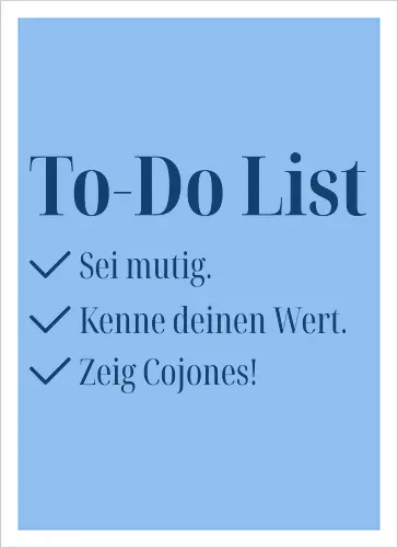 Cojones-To-Do List - Pocketdruck (blaue Schrift)